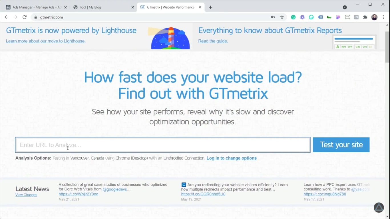 Use an webpage speedtester like GTMetrix to help coversions