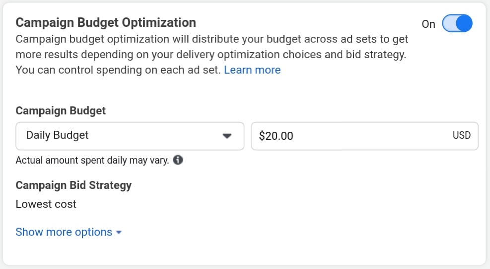 You can only set your budget to CBO when you run ads, not when boosting a post. In this image, you can chose the type of budget and the amount