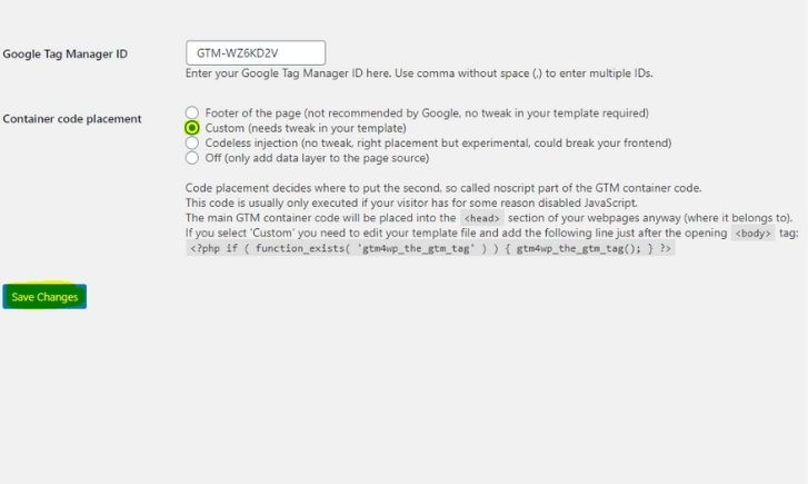 Custom tweaks in GTM plugin & save
