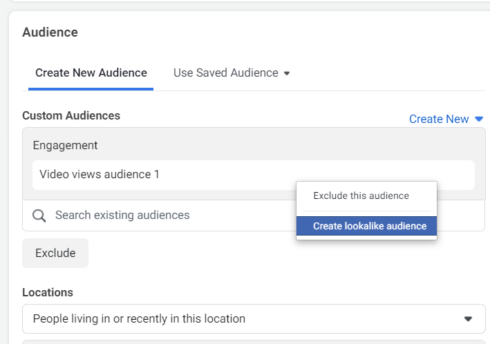 Creating a Facebook lookalike audience