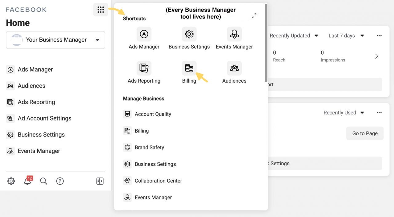 Access your payment information by clicking on Billing in our business manager tools 