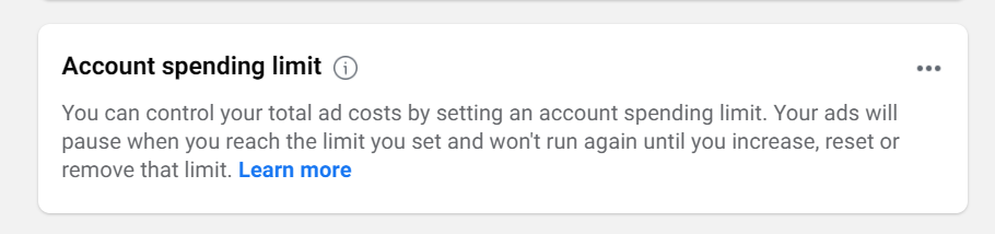 where to adjust the account spending limit in facebook ads manager